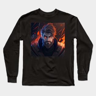 Valheim Fire Storm Viking Portrait Long Sleeve T-Shirt